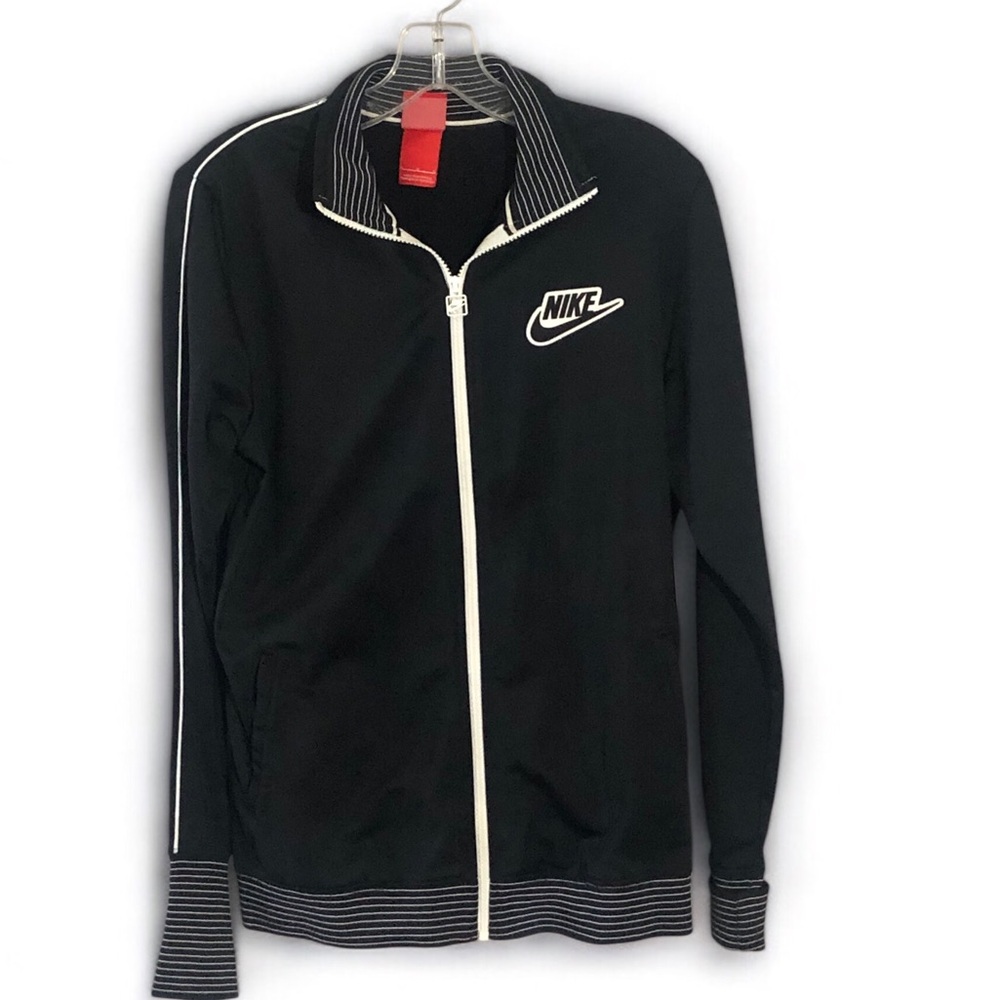 Nike Black Track Zip-Up Jacket with White Trim